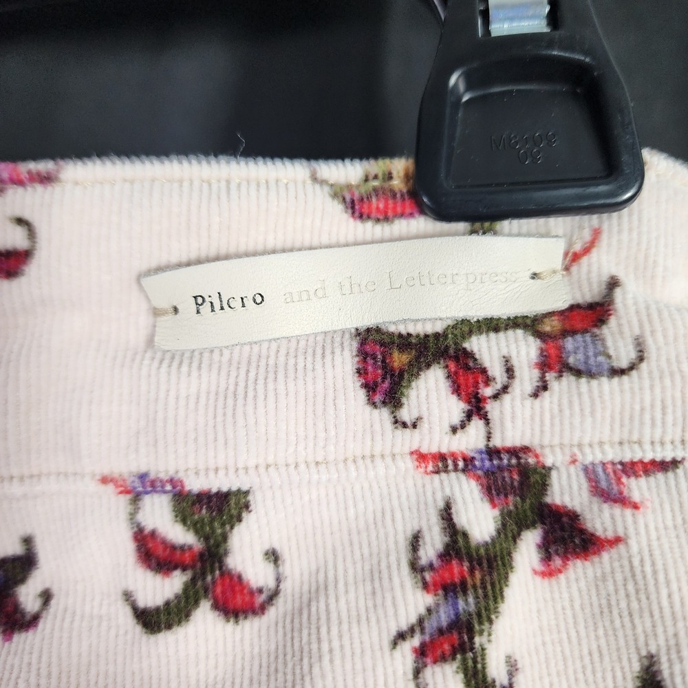 Pilcro and the Letterpress High Rise Bootcut Corduroy Floral Pants Cream Size 29 - Picture 5 of 10